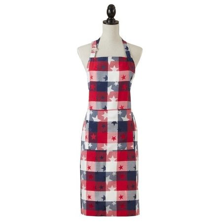 SARO LIFESTYLE SARO 1776.M2436 24 x 36 in. Checkered Cooking Apron with Americana Design 1776.M2436